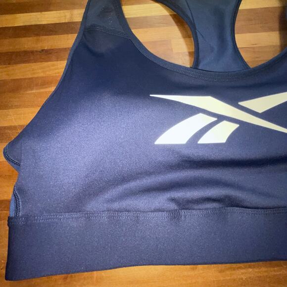 Reebok Lux Vector Medium Impact Racerback Bra Navy 2X - Picture 3 of 9